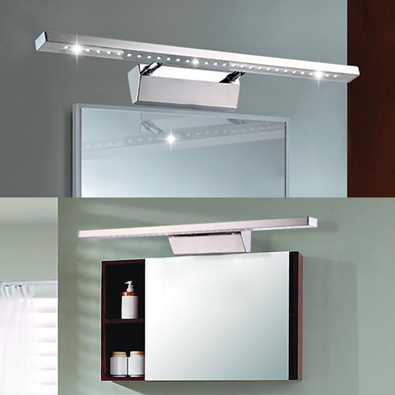 Avtoit | Rectangular Interior Mirror Light Stainless Steel 16"/19.5" W LED Modern Wall-Mounted Light in Chrome, Warm/White Lighting