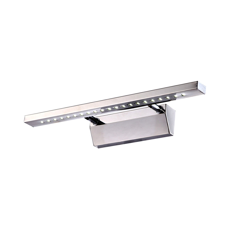 Avtoit | Rectangular Interior Mirror Light Stainless Steel 16"/19.5" W LED Modern Wall-Mounted Light in Chrome, Warm/White Lighting
