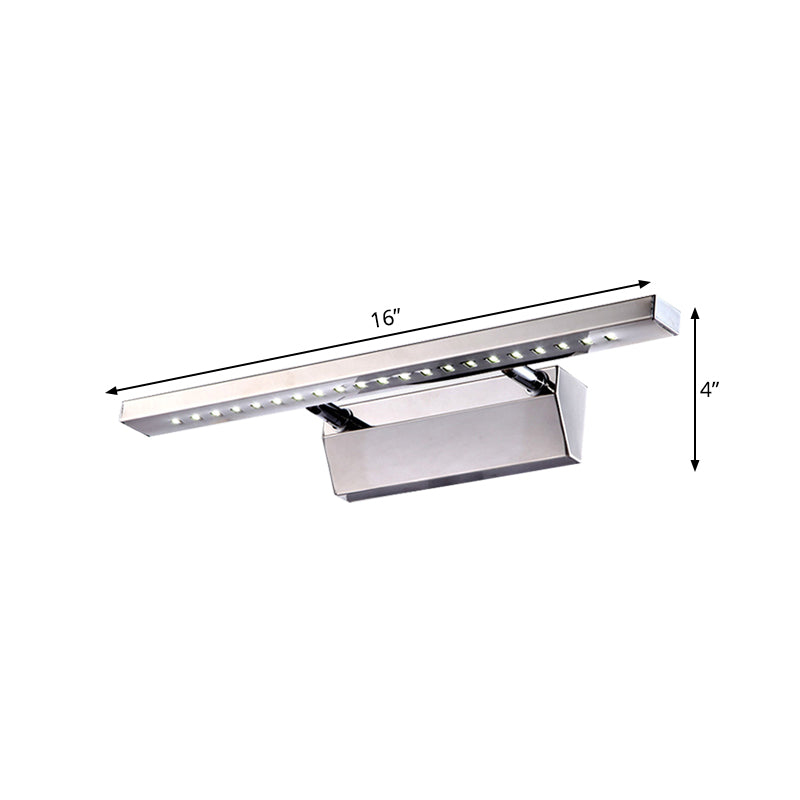 Avtoit | Rectangular Interior Mirror Light Stainless Steel 16"/19.5" W LED Modern Wall-Mounted Light in Chrome, Warm/White Lighting