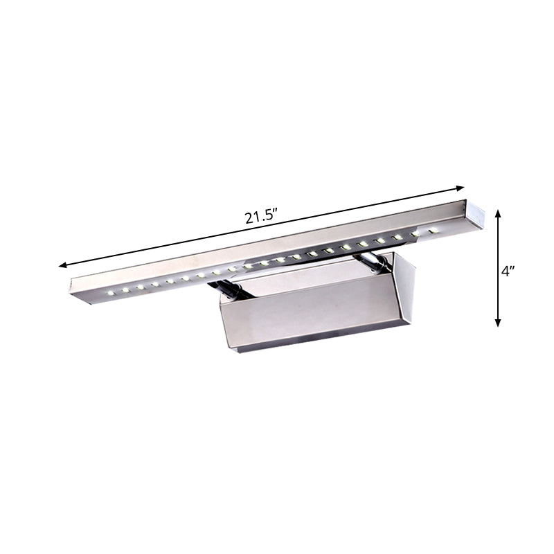 Avtoit | Rectangular Interior Mirror Light Stainless Steel 16"/19.5" W LED Modern Wall-Mounted Light in Chrome, Warm/White Lighting