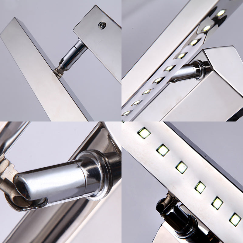 Avtoit | Rectangular Interior Mirror Light Stainless Steel 16"/19.5" W LED Modern Wall-Mounted Light in Chrome, Warm/White Lighting
