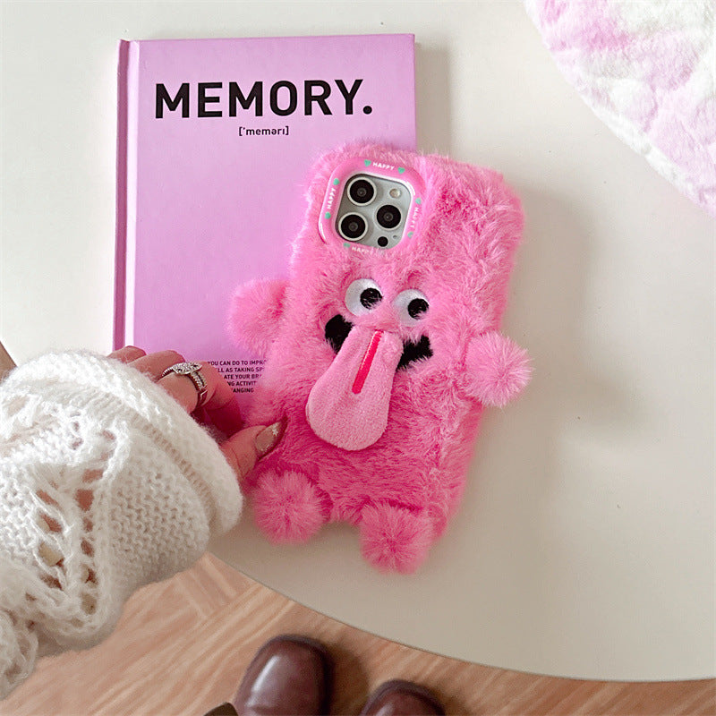 Avtoit | Funny Tongue Sticking Out Plush Phone Case For iPhone