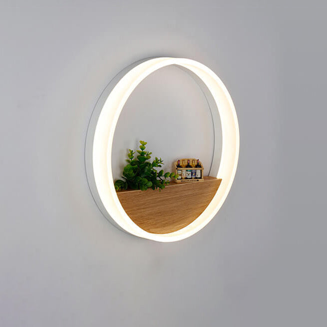 Avtoit | Lumoshelf LED Wall Light | Solid Wood with Shelf | Round Wall Lamp | Warm & White Light