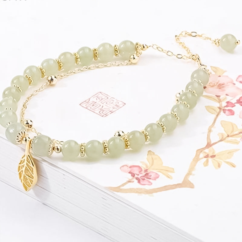 Avtoit | Hetian Jade Bracelet with Leaf