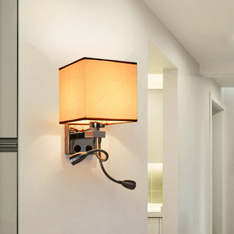 Avtoit | White/Black/Beige Cube Wall Lantern Lighting Modernism Fabric 1 Light Wall Mount Light