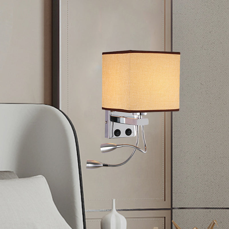 Avtoit | White/Black/Beige Cube Wall Lantern Lighting Modernism Fabric 1 Light Wall Mount Light