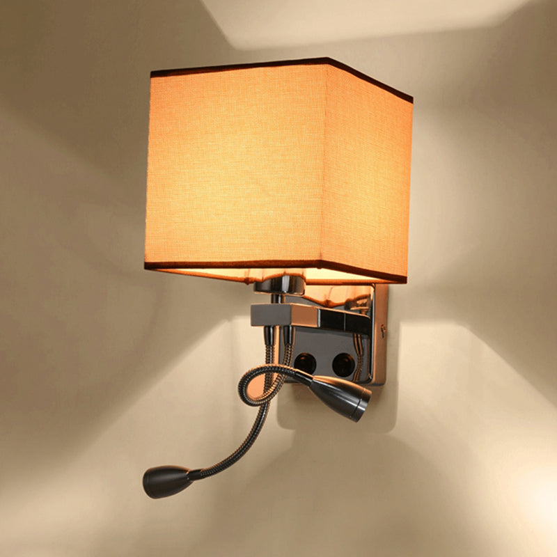 Avtoit | White/Black/Beige Cube Wall Lantern Lighting Modernism Fabric 1 Light Wall Mount Light