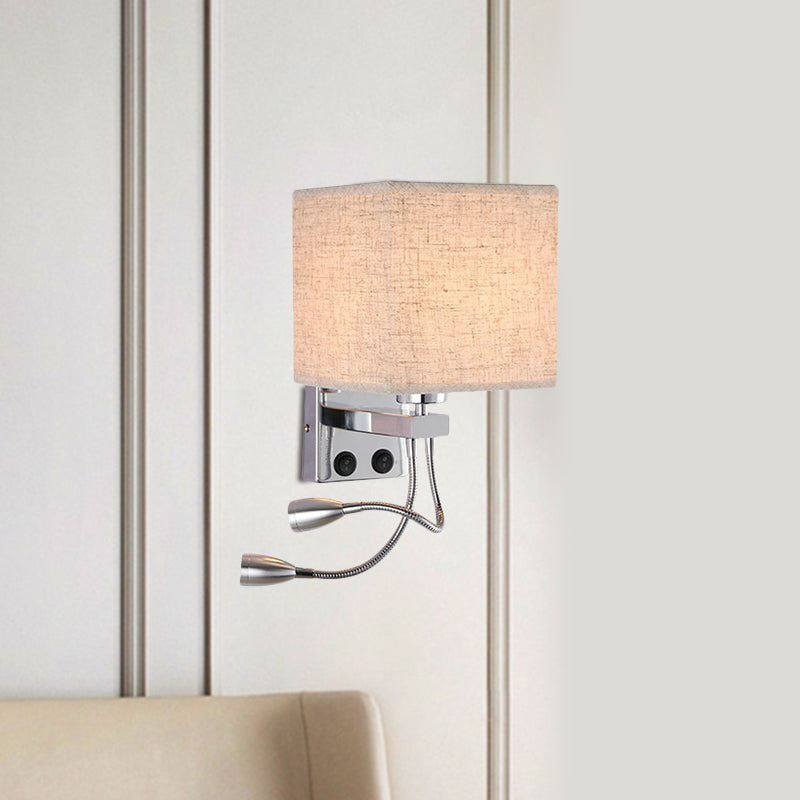 Avtoit | White/Black/Beige Cube Wall Lantern Lighting Modernism Fabric 1 Light Wall Mount Light