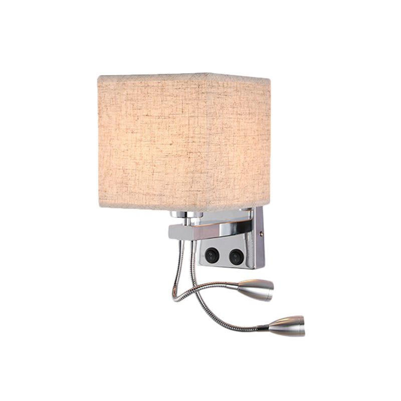Avtoit | White/Black/Beige Cube Wall Lantern Lighting Modernism Fabric 1 Light Wall Mount Light