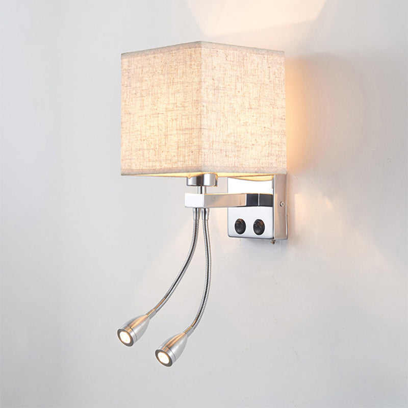 Avtoit | White/Black/Beige Cube Wall Lantern Lighting Modernism Fabric 1 Light Wall Mount Light