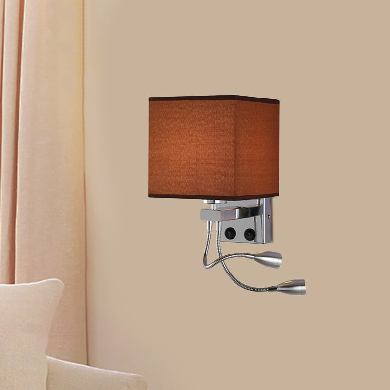 Avtoit | White/Black/Beige Cube Wall Lantern Lighting Modernism Fabric 1 Light Wall Mount Light