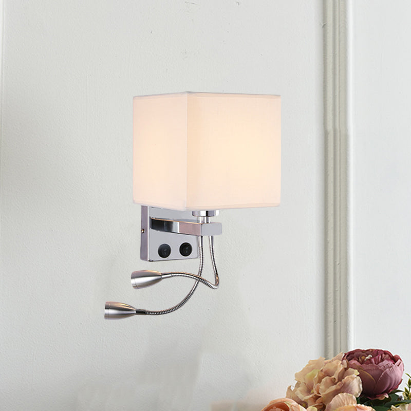 Avtoit | White/Black/Beige Cube Wall Lantern Lighting Modernism Fabric 1 Light Wall Mount Light