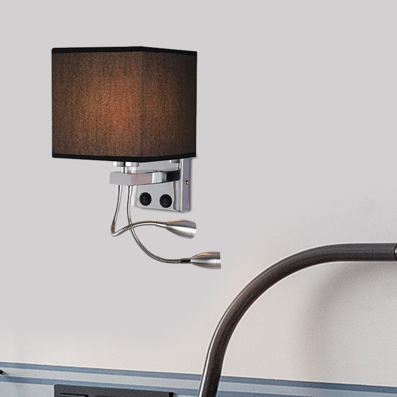 Avtoit | White/Black/Beige Cube Wall Lantern Lighting Modernism Fabric 1 Light Wall Mount Light