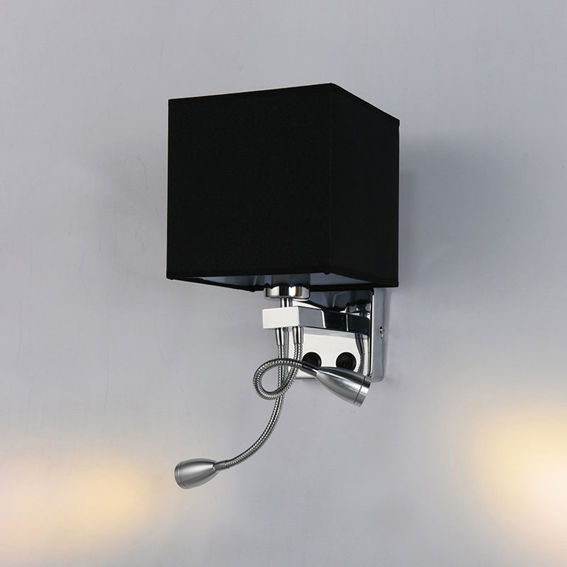 Avtoit | White/Black/Beige Cube Wall Lantern Lighting Modernism Fabric 1 Light Wall Mount Light