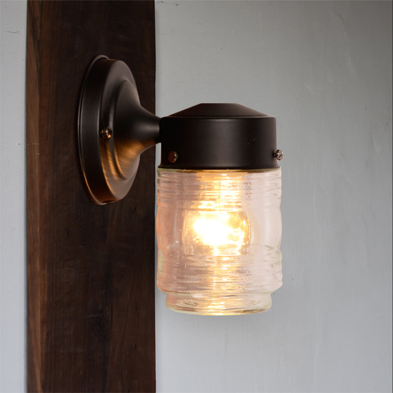 Avtoit | Cylindrical Clear Glass Wall Lamp Modern 1 Light Black/White Wall Mounted Light Fixture