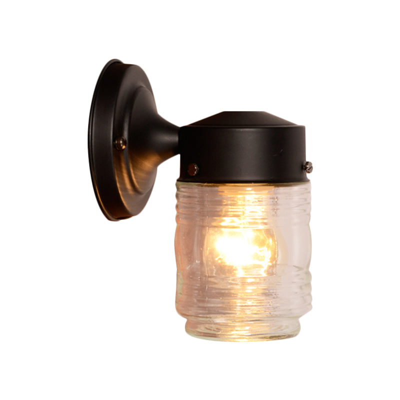 Avtoit | Cylindrical Clear Glass Wall Lamp Modern 1 Light Black/White Wall Mounted Light Fixture
