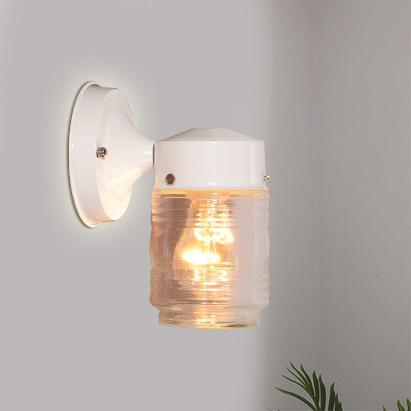 Avtoit | Cylindrical Clear Glass Wall Lamp Modern 1 Light Black/White Wall Mounted Light Fixture