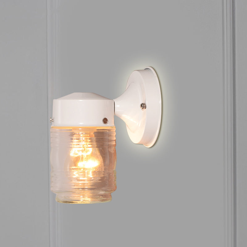 Avtoit | Cylindrical Clear Glass Wall Lamp Modern 1 Light Black/White Wall Mounted Light Fixture