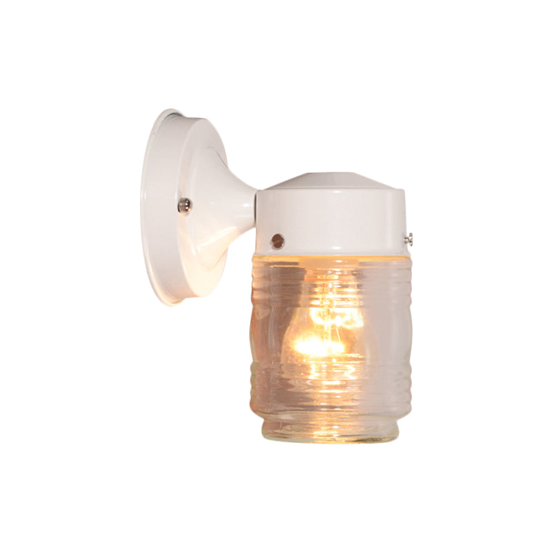 Avtoit | Cylindrical Clear Glass Wall Lamp Modern 1 Light Black/White Wall Mounted Light Fixture