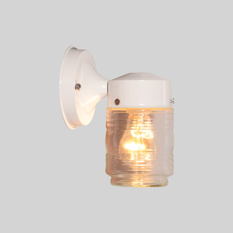Avtoit | Cylindrical Clear Glass Wall Lamp Modern 1 Light Black/White Wall Mounted Light Fixture