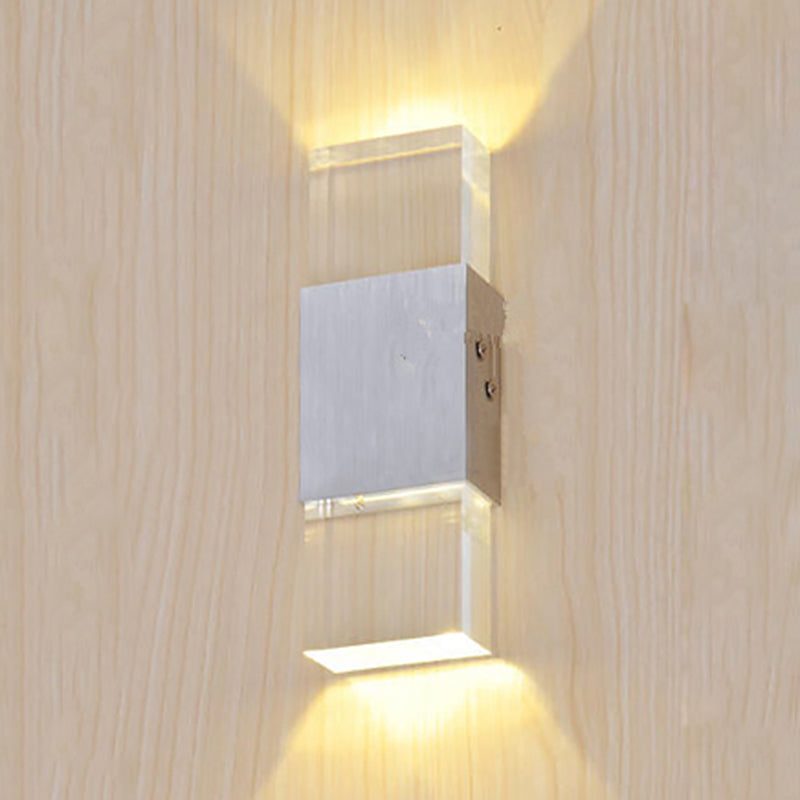Avtoit | Rectangular Acrylic LED Top and Bottom Wall Light Modern 1 Light Silver Wall Light in Warm/White Light