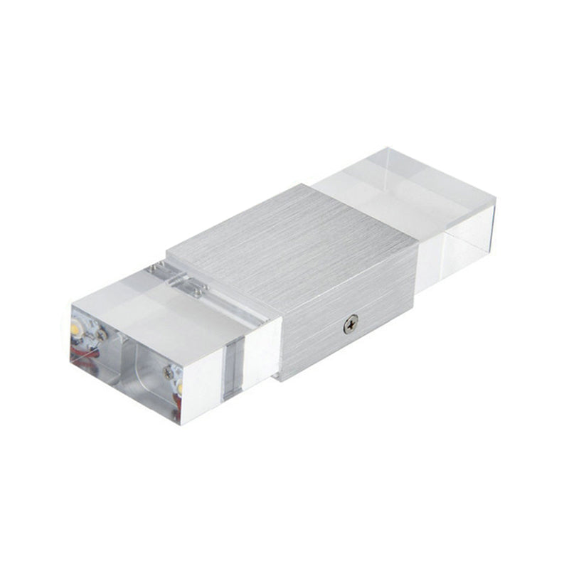 Avtoit | Rectangular Acrylic LED Top and Bottom Wall Light Modern 1 Light Silver Wall Light in Warm/White Light