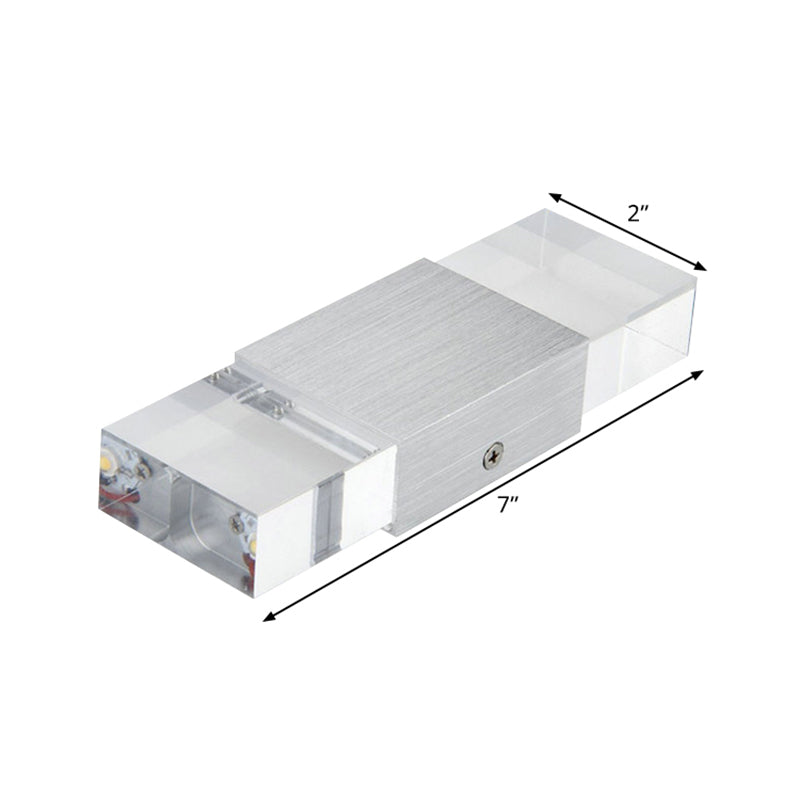 Avtoit | Rectangular Acrylic LED Top and Bottom Wall Light Modern 1 Light Silver Wall Light in Warm/White Light