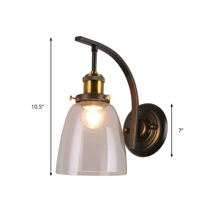 Avtoit | A Bulb Clear Glass Wall Light Vintage Black Dome Living Room Wall Lamp