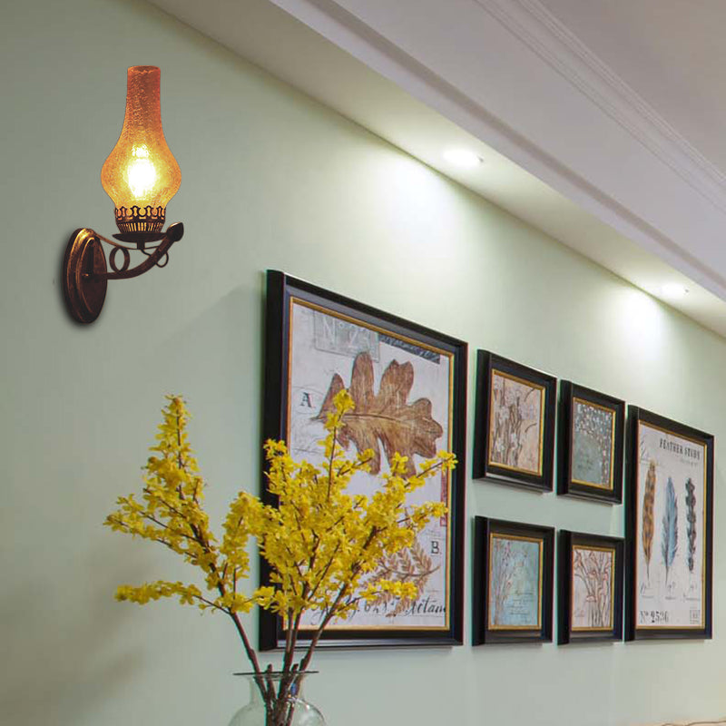 Avtoit | A light wall lamp light industrial crackle glass vase shape lighting fixture in yellow, 3.5"/5"/14.5" wide