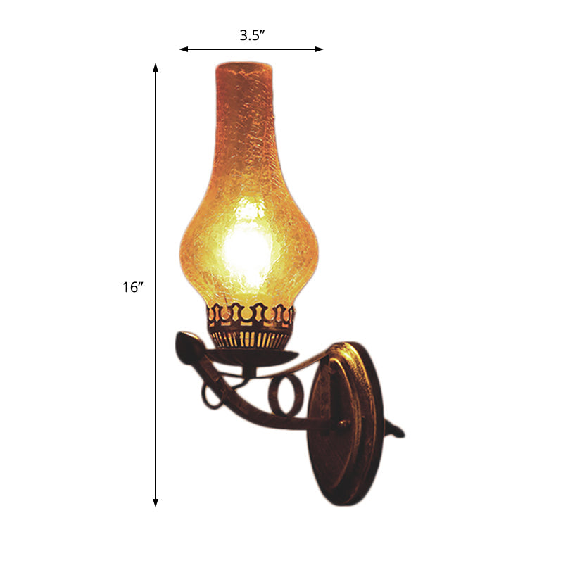Avtoit | A light wall lamp light industrial crackle glass vase shape lighting fixture in yellow, 3.5"/5"/14.5" wide