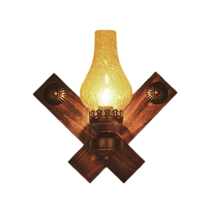 Avtoit | A light wall lamp light industrial crackle glass vase shape lighting fixture in yellow, 3.5"/5"/14.5" wide