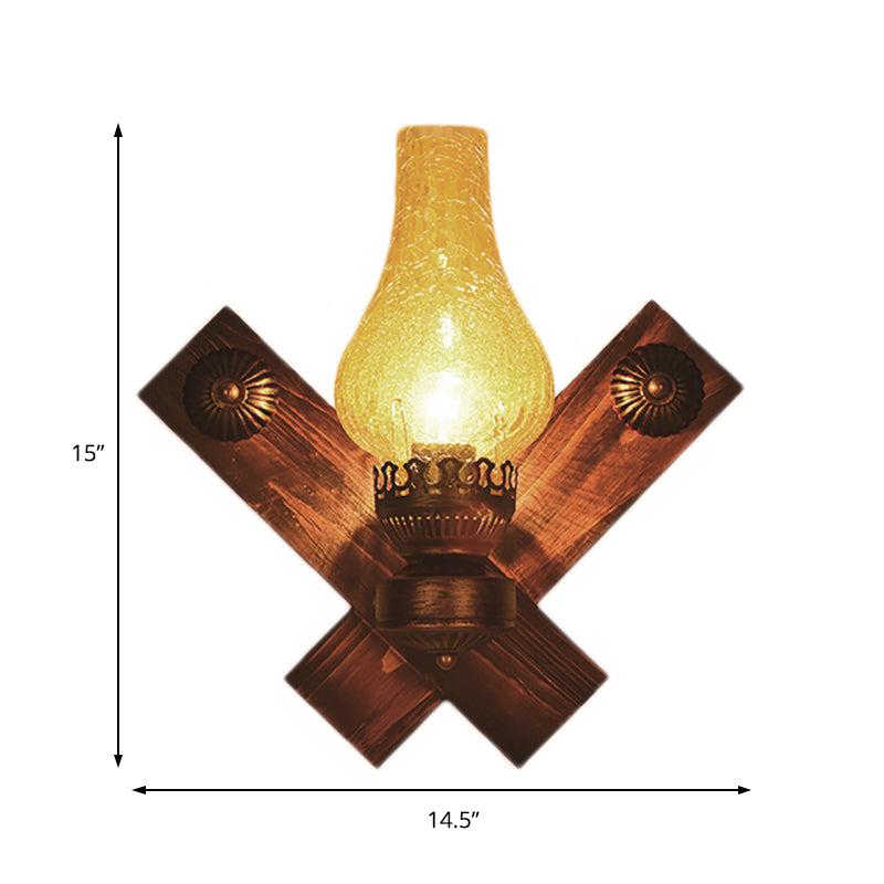Avtoit | A light wall lamp light industrial crackle glass vase shape lighting fixture in yellow, 3.5"/5"/14.5" wide