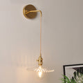 Avtoit | Shaped Clear/Opal Glass Wall Lamp Industrial Single Bulb Bedroom Sconces Light in Brass