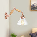 Avtoit | 1 Light Clear Glass Wall Sconces Light Vintage Gold Pumpkin Living Room Lighting Fixture with Long Extendable Arm