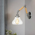 Avtoit | Gourd Living Room Wall Light Fixture Industrial Clear Glass 1 Light Chrome Wall Lamp with 8"+8"/6"+6"/8"+4" Wood Arm