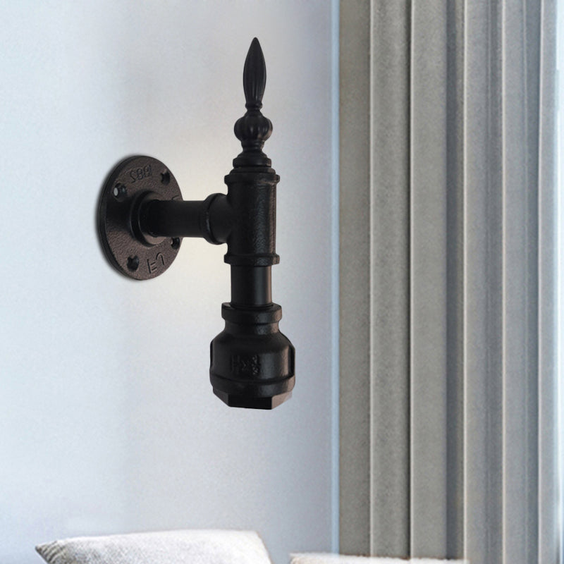 Avtoit | Metallic Matte Black Wall Lighting Pipe Design 1 Light Vintage Style Wall Lamp for Bedroom