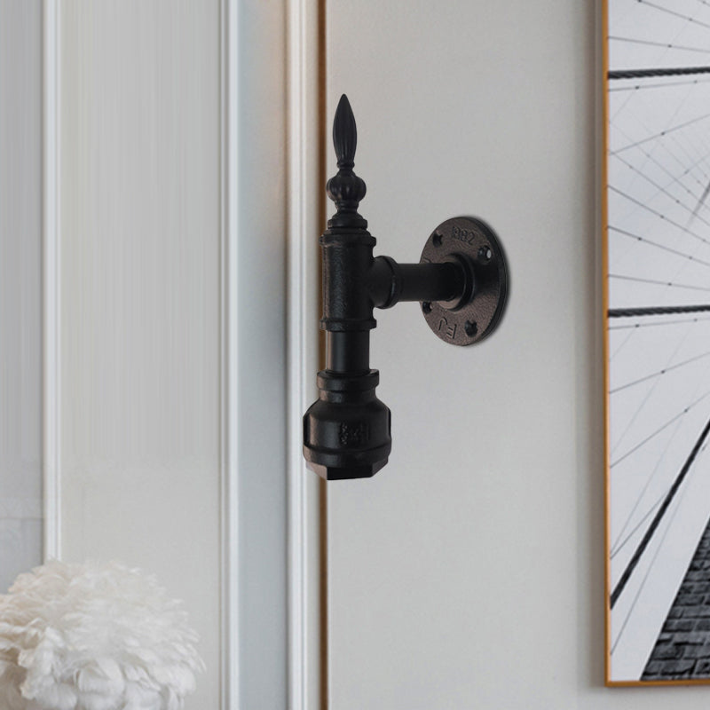 Avtoit | Metallic Matte Black Wall Lighting Pipe Design 1 Light Vintage Style Wall Lamp for Bedroom