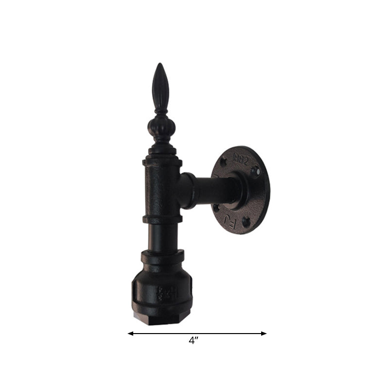 Avtoit | Metallic Matte Black Wall Lighting Pipe Design 1 Light Vintage Style Wall Lamp for Bedroom