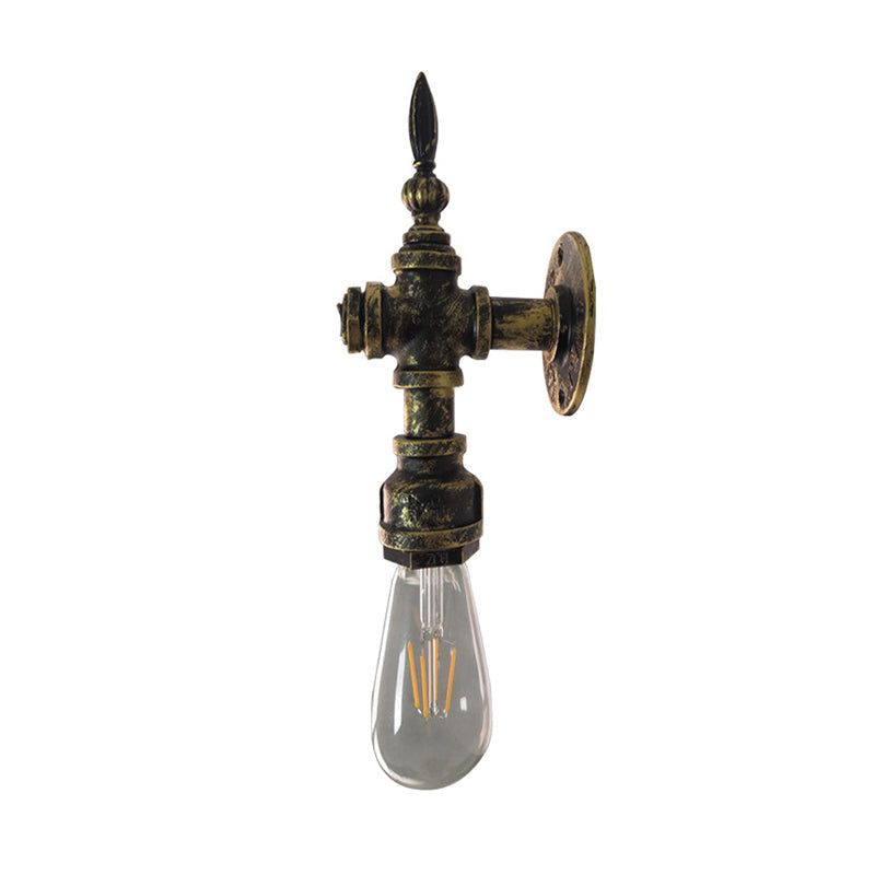 Avtoit | Iron Bronze Wall Light Naked Bulb 1 Light Rustic Style Wall Fixture Light with Pipe Design for Restaurant