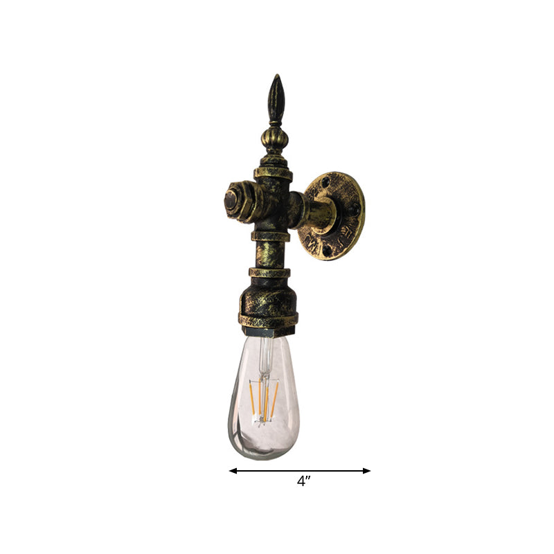 Avtoit | Iron Bronze Wall Light Naked Bulb 1 Light Rustic Style Wall Fixture Light with Pipe Design for Restaurant