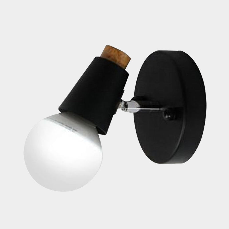 Avtoit | Metal cup-shaped wall lamp with bare bulb industrial 1-light bathroom wall lamp in black