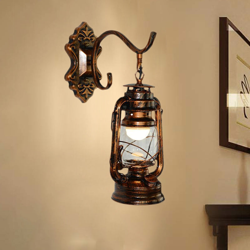 Avtoit | 1 Light Bright Glass Wall Lamp Light Coastal Bronze Kerosene Living Room Lighting Fixture