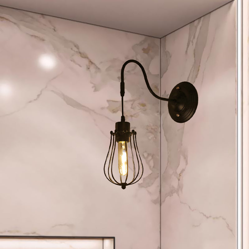 Avtoit | Metal Cylinder/Hexagonal Engaged Wall Lamp Farm 1 Lamp Restaurant Wall Mount Fixture in Black