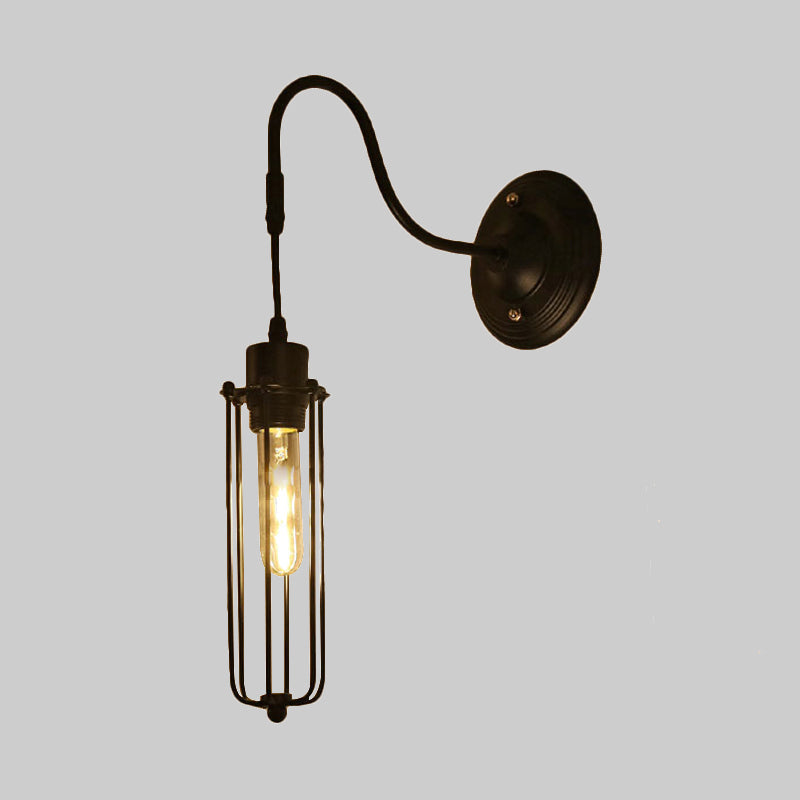 Avtoit | Metal Cylinder/Hexagonal Engaged Wall Lamp Farm 1 Lamp Restaurant Wall Mount Fixture in Black