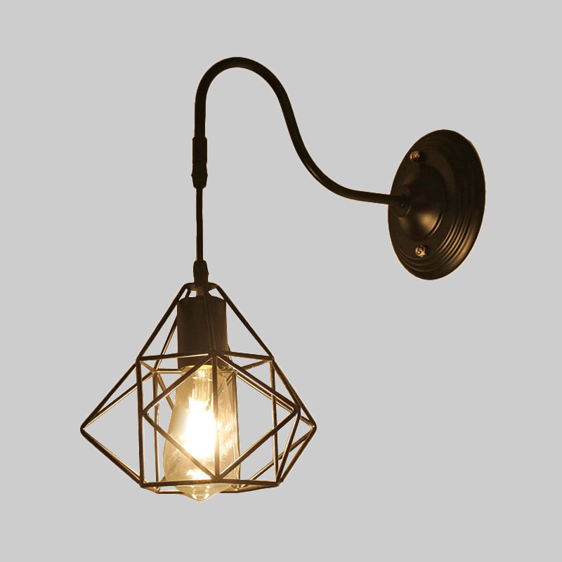 Avtoit | Metal Cylinder/Hexagonal Engaged Wall Lamp Farm 1 Lamp Restaurant Wall Mount Fixture in Black