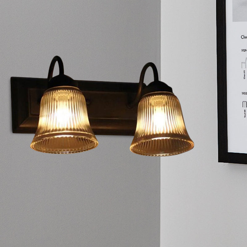 Avtoit | Bell Clear Texture Glass Wall Lamp Industry One Lamp Bedroom Sconce Light in Black