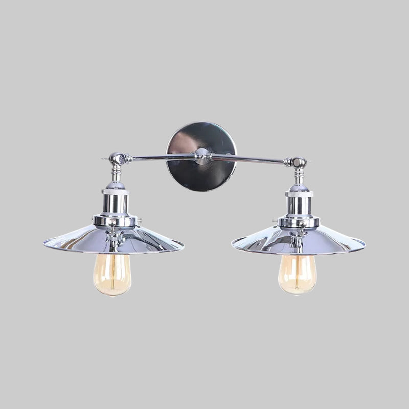 Avtoit | 2 Lamps Flat Shade Wall Lighting Industrial Style Brass/Rust Metal Wall Mounted Light for Hallway