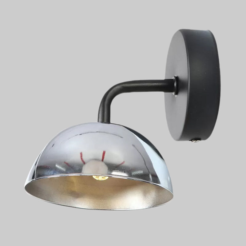 Avtoit | 1 Light Wall Lamp Industrial Dome Shade Metal Down Wall Light with Curved Arm in Black/Bronze for Bedroom