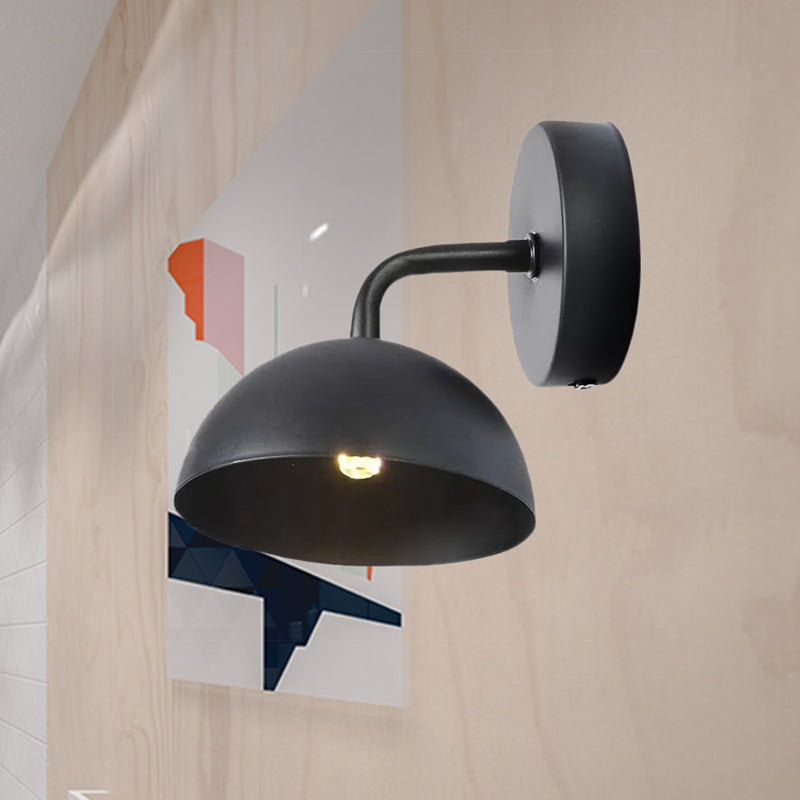 Avtoit | 1 Light Wall Lamp Industrial Dome Shade Metal Down Wall Light with Curved Arm in Black/Bronze for Bedroom