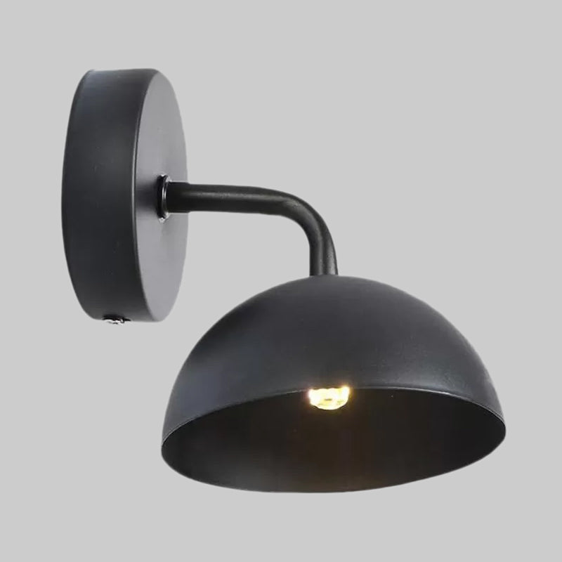 Avtoit | 1 Light Wall Lamp Industrial Dome Shade Metal Down Wall Light with Curved Arm in Black/Bronze for Bedroom